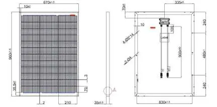 Maßzeichnung des 120W Solarmoduls