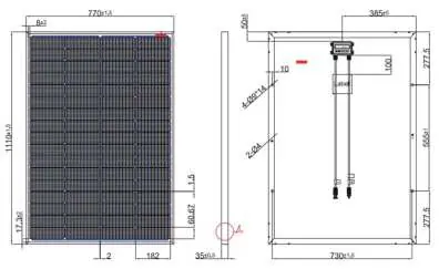Maßzeichnung des 170W Solarmoduls