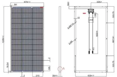 Maßzeichnung des 195W Solarmoduls