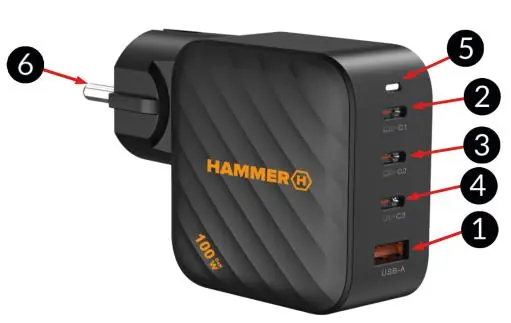 Anschlüsse des HAMMER RapidCharge 100W