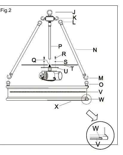 Montage des Leuchtenkörpers und der Diffusoren (Fig. 2)