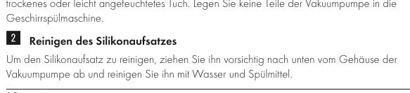 Reinigung des Silikonaufsatzes