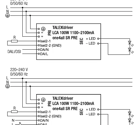 Anschlussdiagramm für Netzspannung und Steuerung