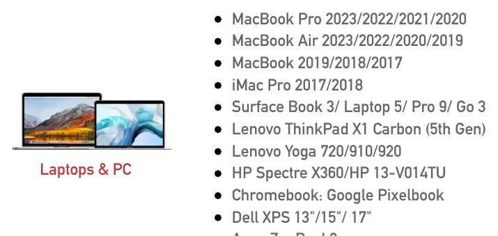 Kompatible Geräte (Laptops & PC)