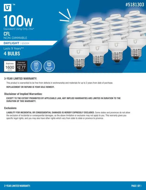 Utilitech 100W CFL-Glühbirne