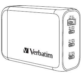Verbatim 4-Port 100W GaN-Reiseladegerät Übersicht
