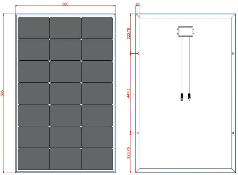 Abmessungen des 100W Moduls