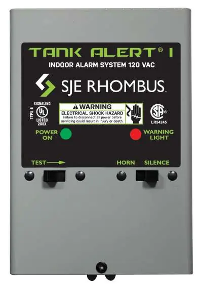 SJE Rhombus Tank Alert I Alarmsystem - Vorderansicht mit Bedienelementen