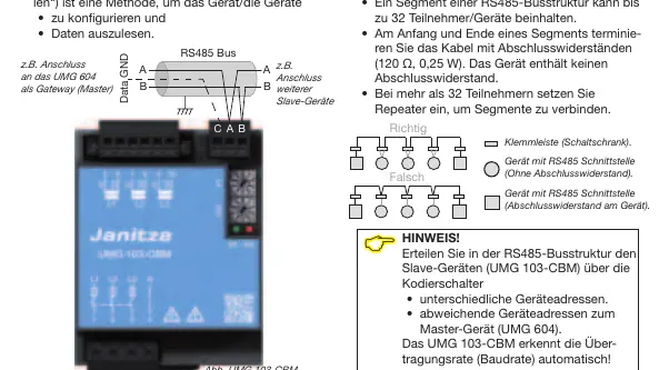 Beispiel PC-Verbindung über RS485 und UMG 604