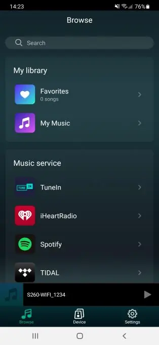 Browse-Menü der App