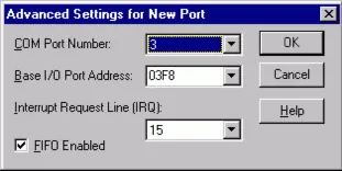Dialogfeld für erweiterte Port-Einstellungen in Windows
