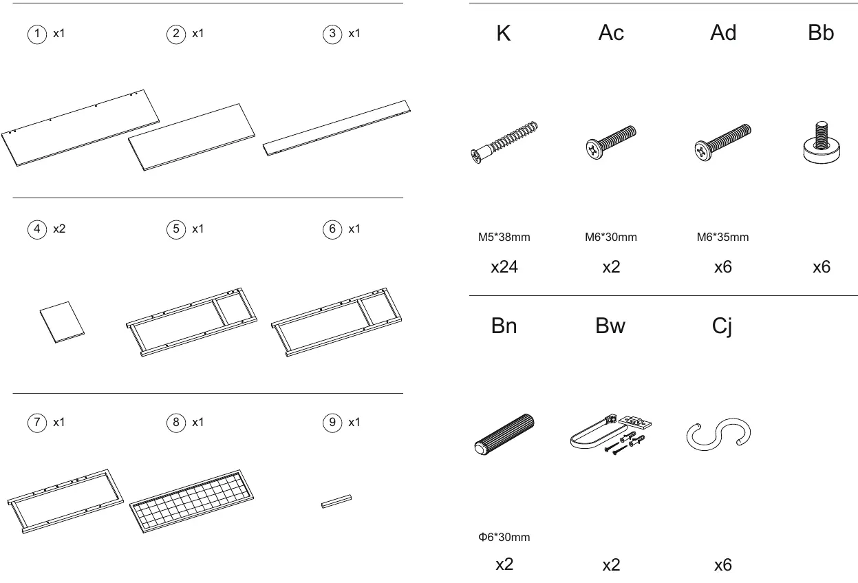 Übersicht der Hardware und Kleinteile