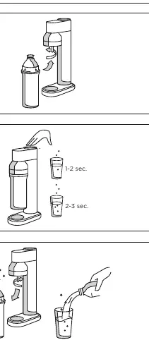 Schritte zum Sprudeln des Wassers