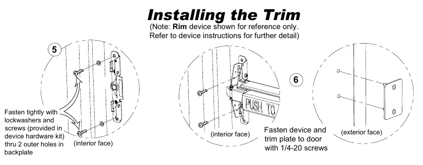 Montageschritte für das Trim-System an der Tür.
