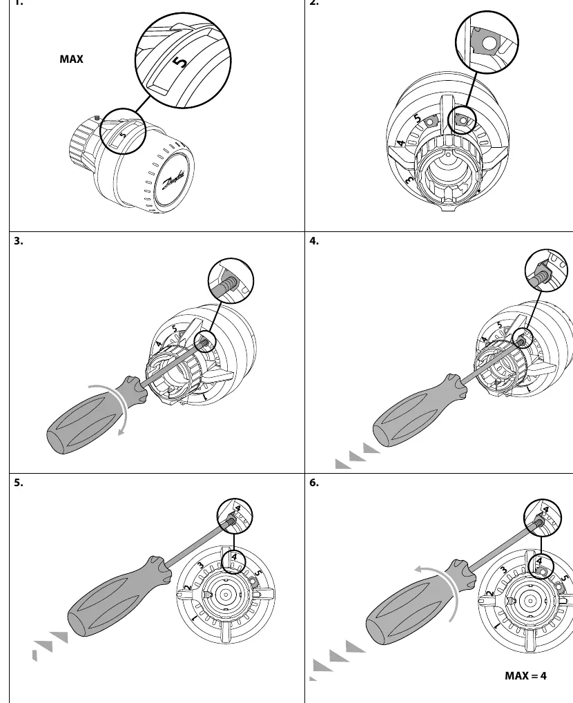 Einstellung der maximalen Temperaturbegrenzung.