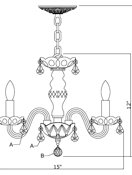 Schematische Darstellung der Leuchte und ihrer Abmessungen.