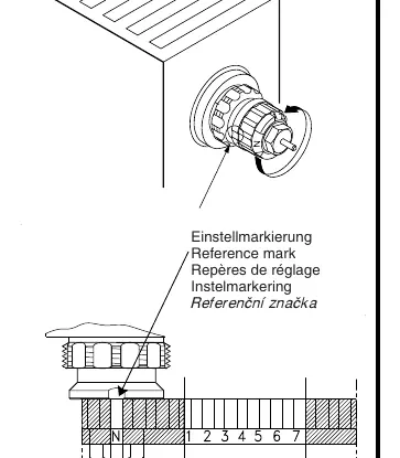 Voreinstellung des Ventils mittels rotem Einstellring.