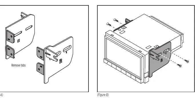 Montage der ISO DDIN Radiohalterungen (Figure A, B).