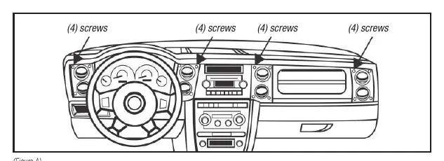 Position der Schrauben an der Armaturenbrettverkleidung