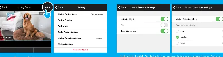 Kamera-Einstellungen in der App
