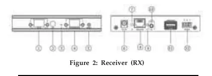 Receiver (RX) Anschlüsse und LEDs