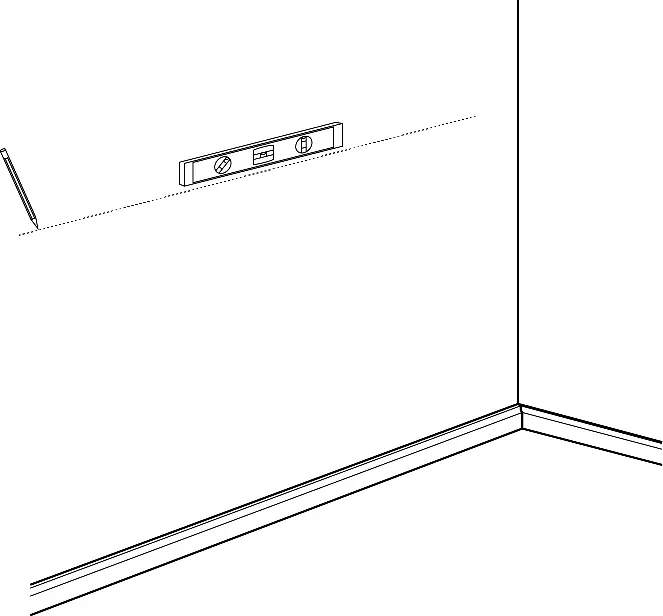 Vorbereitung der Wandmontage mit Wasserwaage