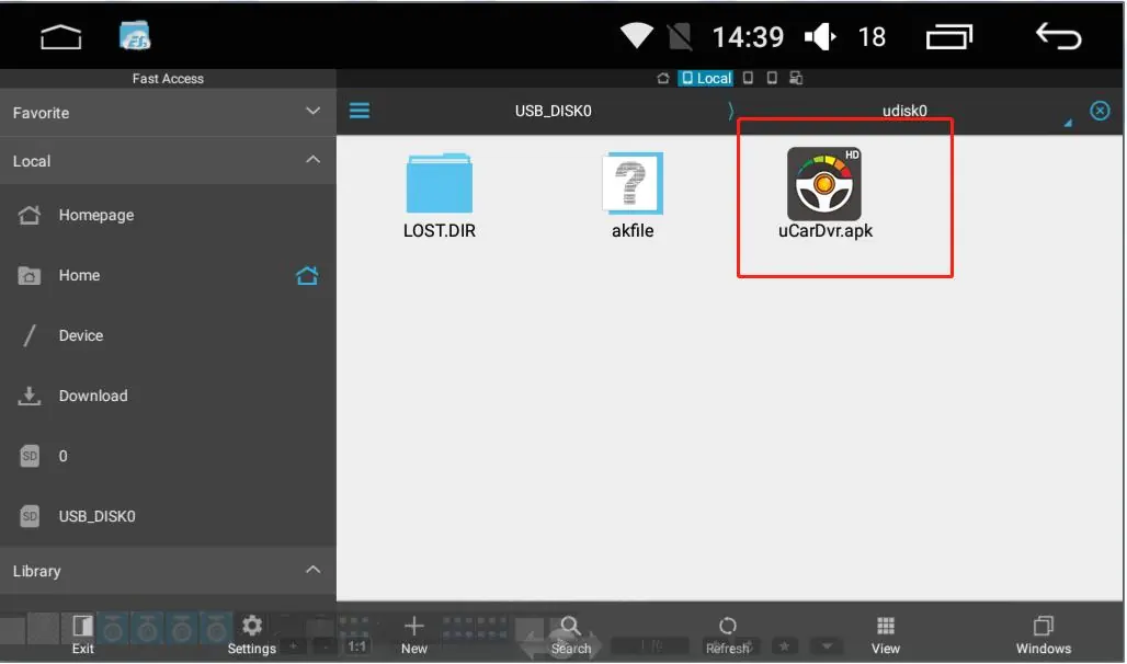 Identifizierung der APK-Datei im Dateimanager.