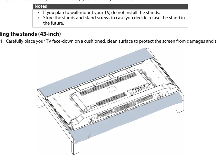 Installation der Standfüße (43-Zoll-Modell)