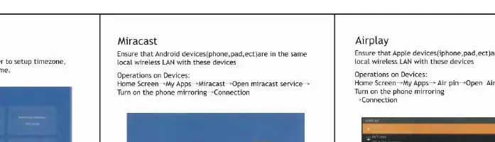 Verbindungsoptionen für Miracast und Airplay