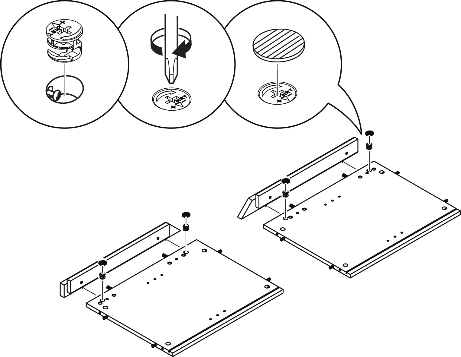 Verwendung der Exzenterverbinder.