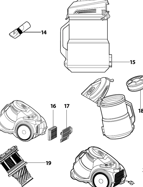 Details zu Filtern und Staubbehälter