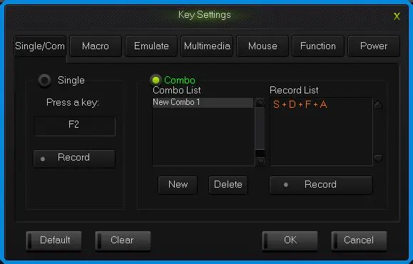 Single/Combo keys surface