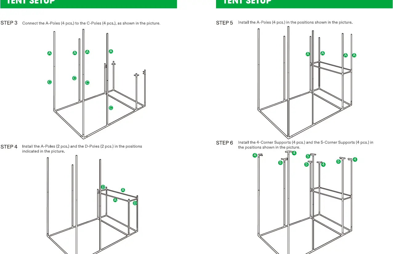 Schritt 3 und 4: Aufbau der vertikalen Stangen