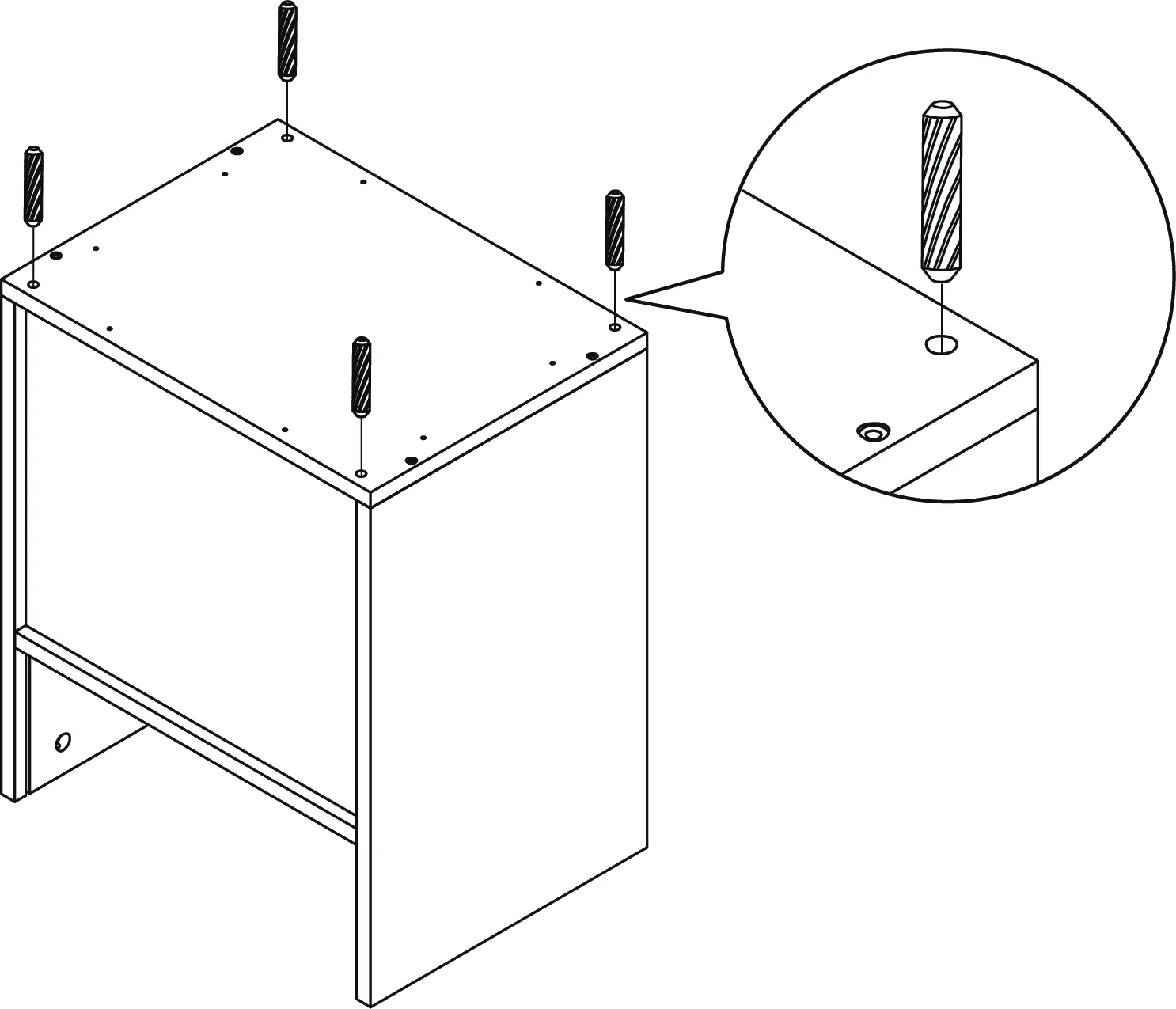 Einsetzen der Holzdübel in die Bodenplatte
