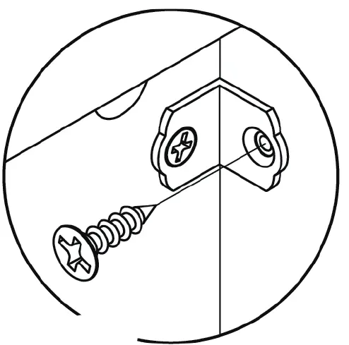 Verwendung der Exzenterverbinder (B) und Abdeckungen (E).