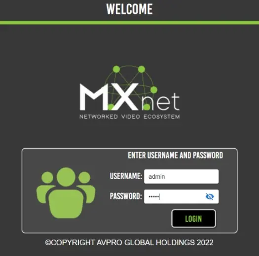 Anmeldebildschirm des Mentor Web-UI