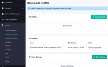 Backup and Restore Menü