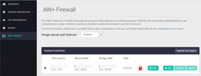 AW+ Firewall Status und Upgrade-Optionen