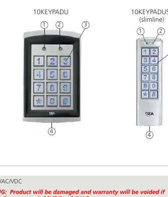 Übersicht der 10KEYPADU und 10KEYPADUSL Modelle