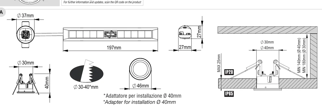 Installationsmaße und Adapterverwendung