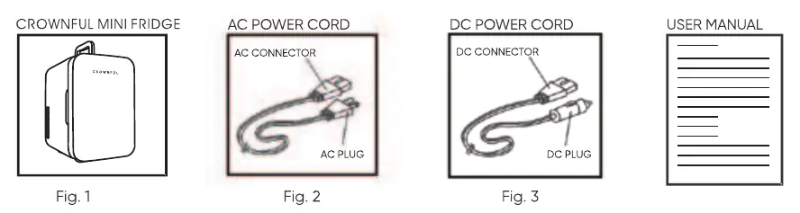 Lieferumfang: Kühlschrank, AC-Kabel und DC-Kabel