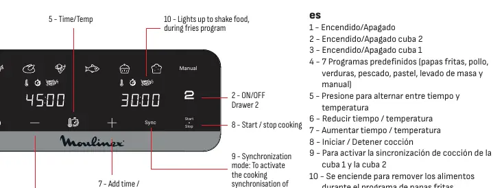 Bedienfeld der Moulinex Easy Fry Crispy Stack