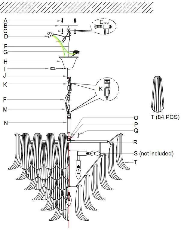 Diagramm zur Installation als Pendelleuchte