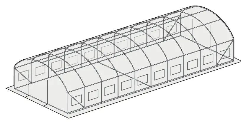 Fertig montierter Polytunnel