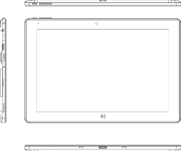 Übersicht der Anschlüsse und Tasten am Tablet