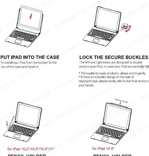 Installation des iPads in die Hülle und Sicherung der Verschlüsse
