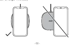 Anleitung zur korrekten Platzierung des Smartphones auf dem Ladegerät.