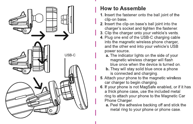 Montageschritte für das Magnetic Wireless Car Charger