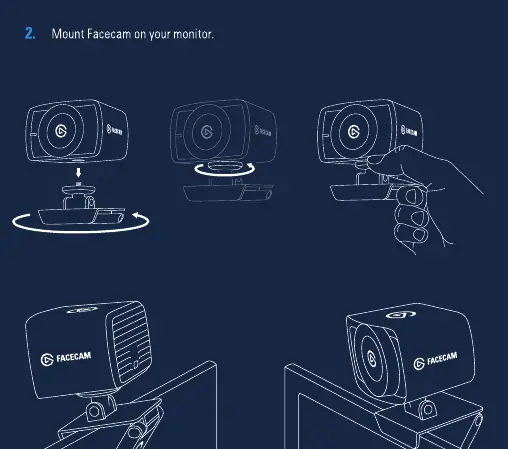 Montage der Facecam am Monitor