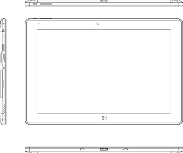 Übersicht der Anschlüsse und Tasten am Tablet